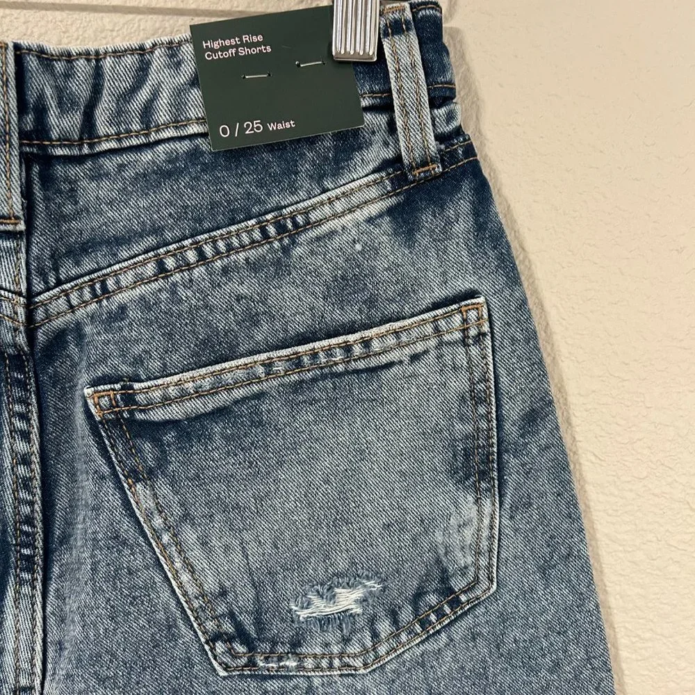 Women's Wild Fable Medium Wash Distressed Highest Rise Cutoff Jean Shorts
